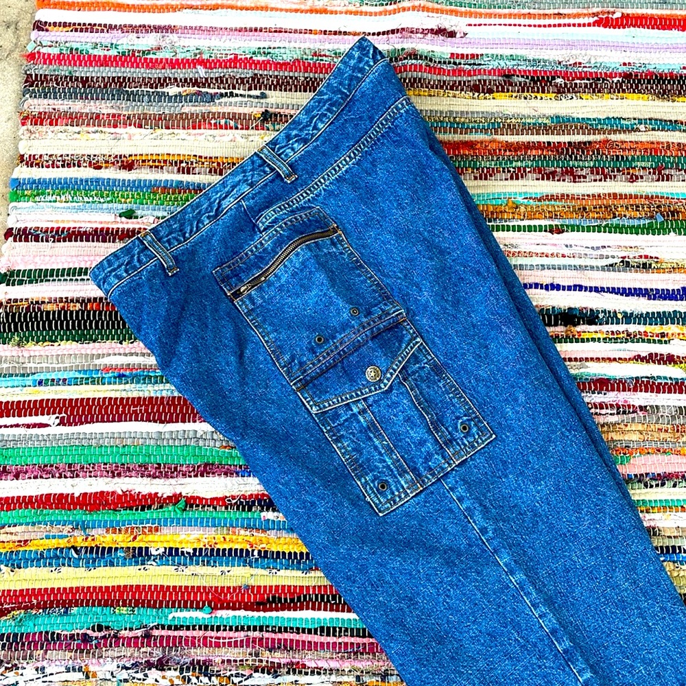 Vintage Faded Glory Cargo Denim Capri Jeans-#1936+